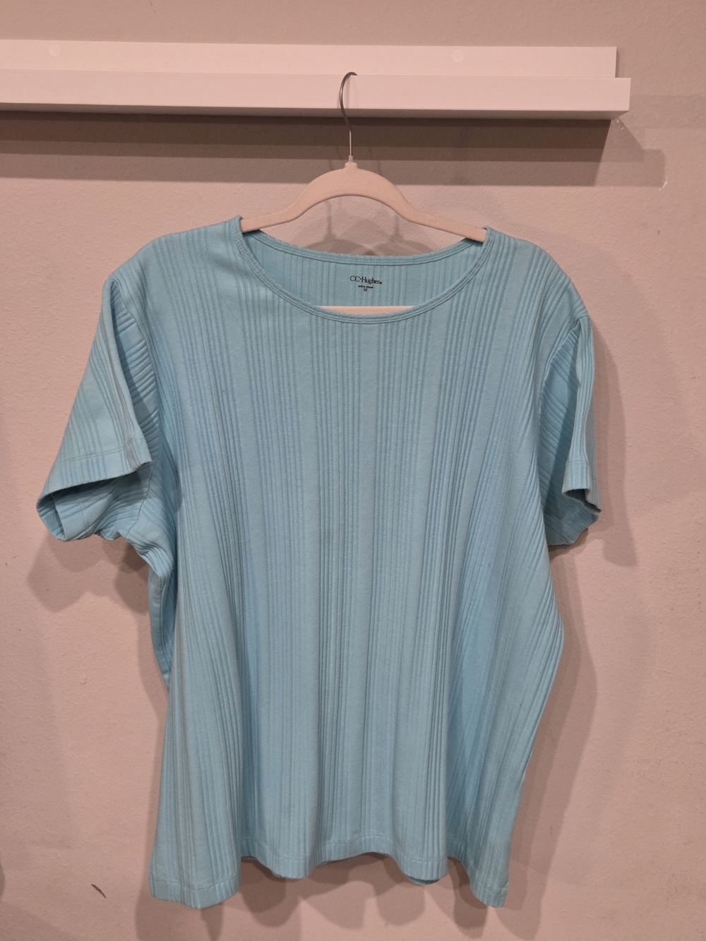croft & barrow Women's Aqua Short-Sleeve Ribbed Crewneck Tee